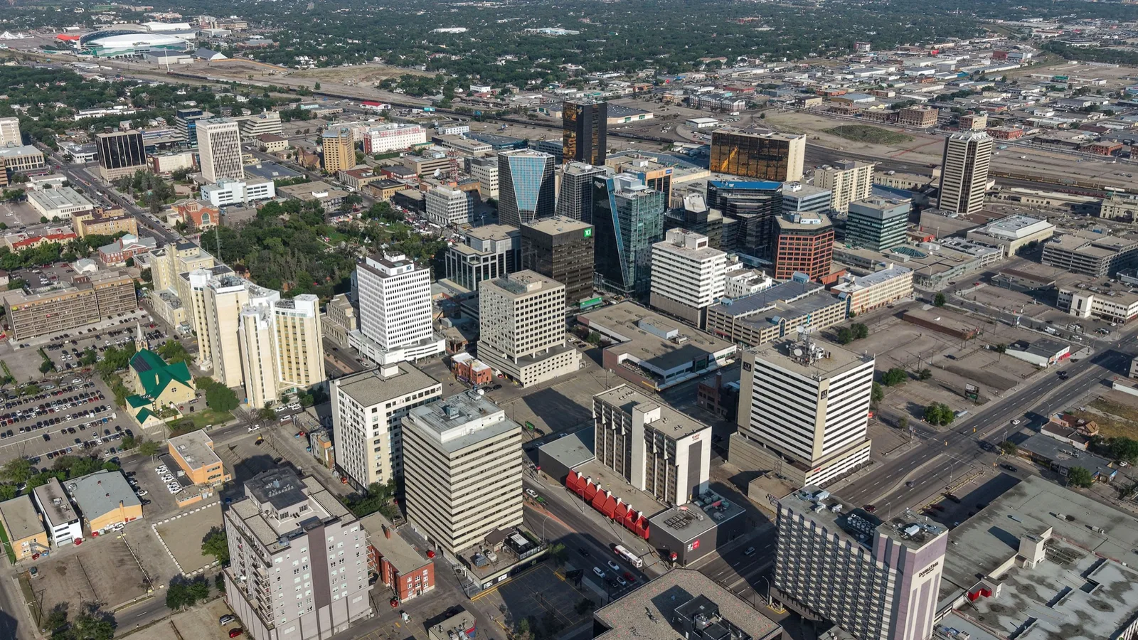 Downtown Regina, Saskatchewan aerial (file photo, not the scene of the homicide).